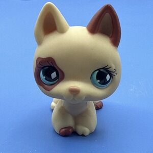 Littlest Pet Shop 744 Tan Brown German Shepherd Dog Blue Diamond Eyes